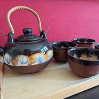 set tè ceramica vintage - teiera e 4 tazze 