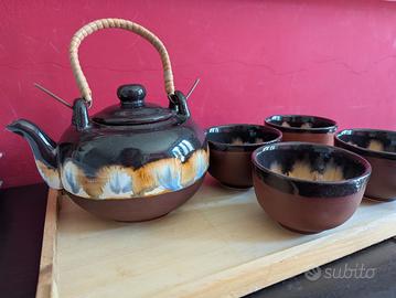 set tè ceramica vintage - teiera e 4 tazze 