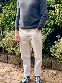 Pantaloni uomo Bershka beige denim loose fit IT 46