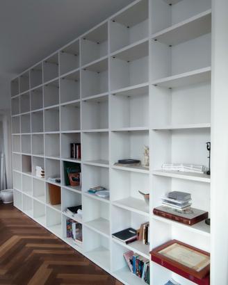 Libreria bianca 5x3 metri, componibile