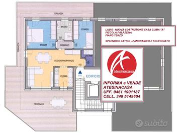 Lavis zona centrale e servita panoramico attico