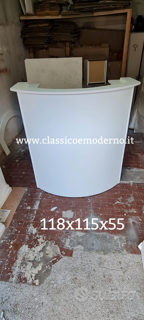 Bancone Reception Legno Per Negozi E Centri Estetici - Con Cassetti E Ripostiglio, Marble Color 100cm - Foto 11