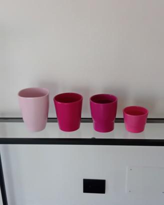 Set 4 vasi portafiori diverse tonalità del rosa