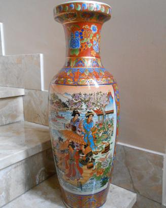 Vaso stile Satsuma in porcellana, H 60 cm
