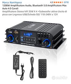 Amplificatore Audio 1200W Bluetooth 5.0