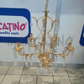 LAMPADARIO FOGLIE DORATE GOCCE 5 LUCI