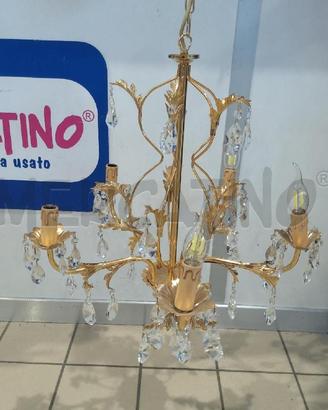 LAMPADARIO FOGLIE DORATE GOCCE 5 LUCI