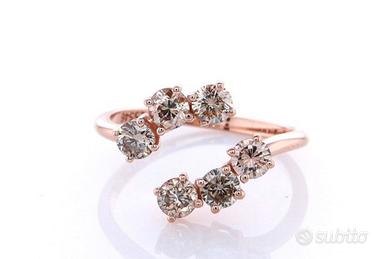 anello oro rosa 14 kt e diamanti 1.15 carati nuovo