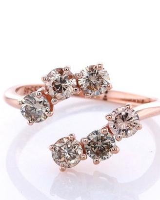 anello oro rosa 14 kt e diamanti 1.15 carati nuovo