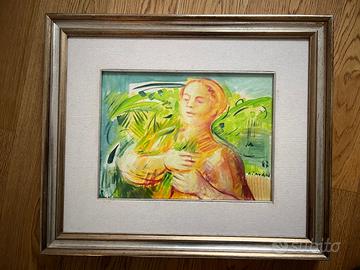 Quadro di Adriano Pavan, Nei Campi, 1987, 40x30