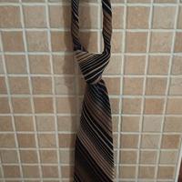 Cravatta da uomo beige blu e marrone