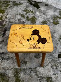 Sgabello Mickey Mouse pirografato vintage