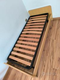 Letti singoli (2 pezzi) in legno con rete a doghe 