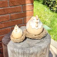 Coppia gallinelle decorative pasquali terracotta