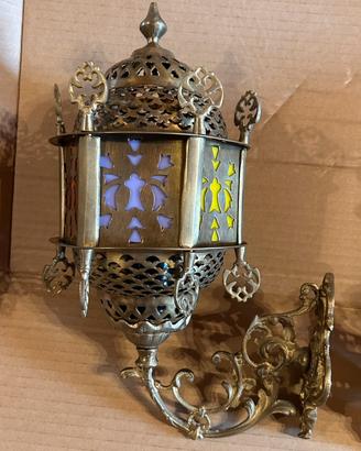 Coppia applique vintage Art Deco Brass 1950