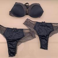 Completo intimo in raso elasticizzato e pizzo