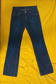 jeans a vita bassa a zampa di prada