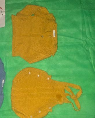 Cardigan e salopette bimba 12 mesi