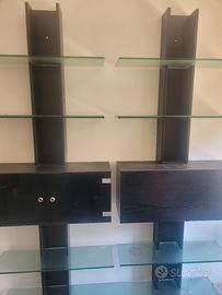 mobile sala con scaffalatura in vetro 