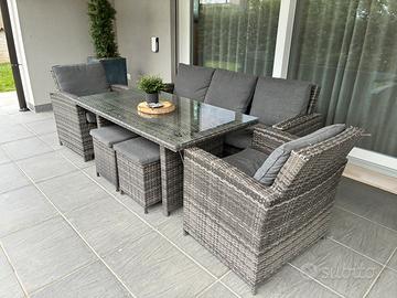 Set da giardino tavolo + divano + poltrone