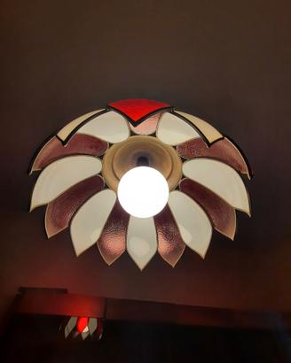 Lampadario in vetro saldato a piombo