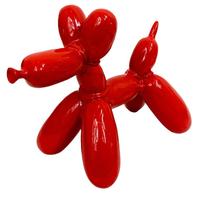 Statua Scultura Cane Palloncino Rossa in Resina