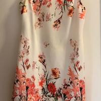 Abito a tubino tg.50-52 bianco fiori rossi
