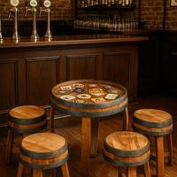 TAVOLINO fondo di botte resina e 4 sgabelli