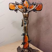 Crocefisso in Bronzo ed Ambra Artigianale Ed. Lim.