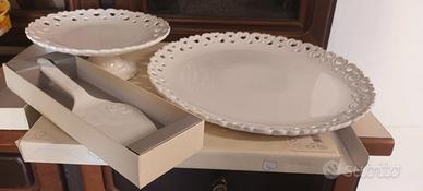 alzatina, vassoio e tagliatorta in ceramica 