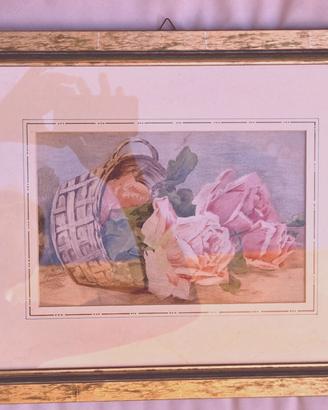 Quadro  dipinto Rose in un cesto