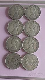 8 monete in argento 500 lire 
