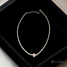 collana tennis in acciaio color argento 
