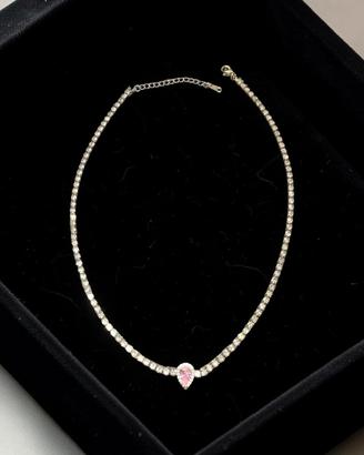collana tennis in acciaio color argento 
