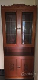 credenza di modernariato in legno e vetro 