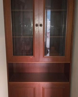 credenza di modernariato in legno e vetro 