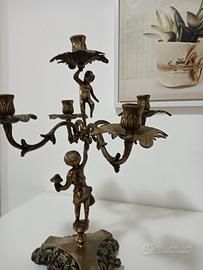 antico candeliere bronzo 