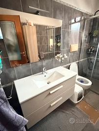 Parete bagno completa di specchiera e armadietto