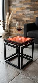 Tavolino infinity LED in ferro fatto a mano