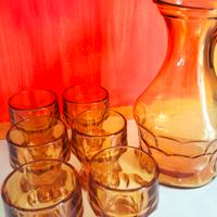 Set bicchieri e caraffa Ambra Italy anni 70