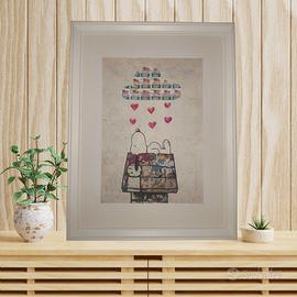 Snoopy - Quadro 40x30 con autentici francobolli