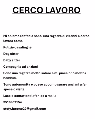 Ragazza disponibile per lavoro casalingo