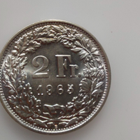 2 franchi svizzeri 1965 in argento