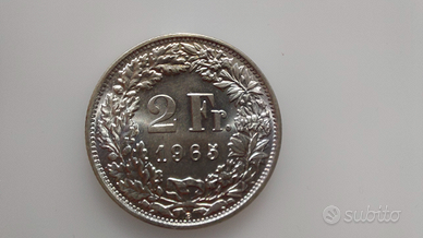 2 franchi svizzeri 1965 in argento