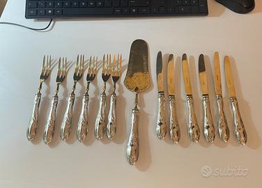 Servizio da dolce in argento 800 anni ’60