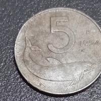 5 lire 1954 rare, buone condizioni. Entra e guarda