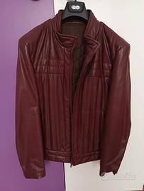 Giacca in Vera Pelle Vintage Bordeaux - Taglia 52