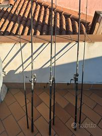 3 CANNE DA PESCA CARP FISHING + 3 MULINELLI