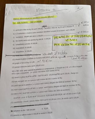 ATTREZZATURE EDILI PER CESSAZIONE ATTIVITÀ