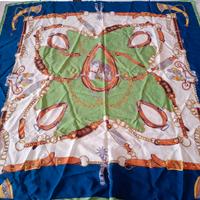 Foulard Twil Seta Vintage anni 80 motivo Equestre
